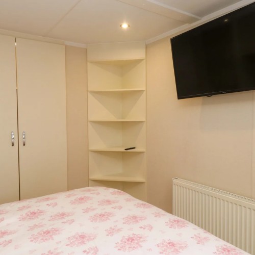 Double bedroom at The Chalet at Tyn Lon